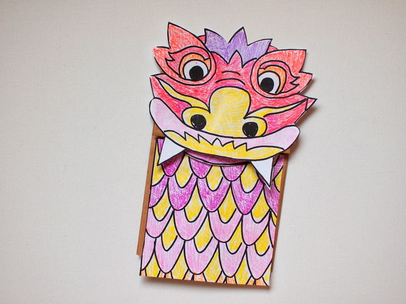 Chinese new Year Paper Bag Dragon Puppet