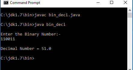 Write a program in java to accept a Binary number and convert into its ...