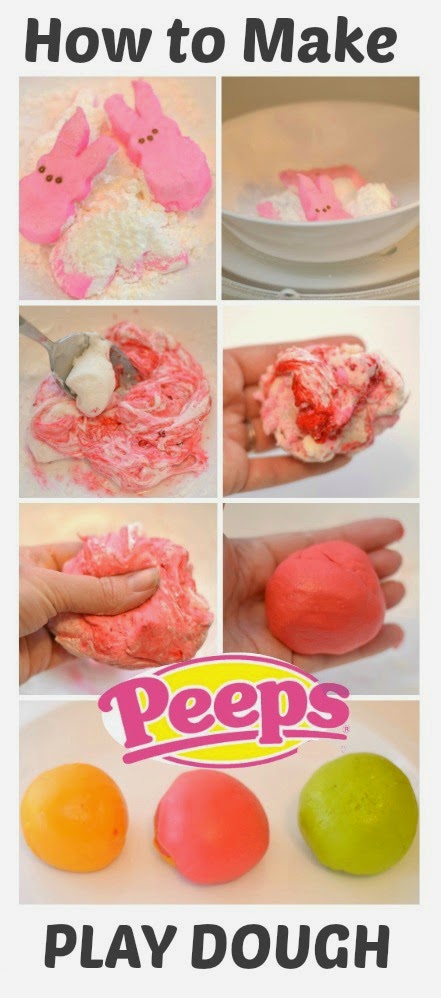 How to make PEEPS play dough- what a fun way to use some of that Easter candy the kids are sure to have too much of!