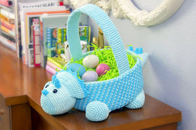 Crochet dinosaur Easter basket 