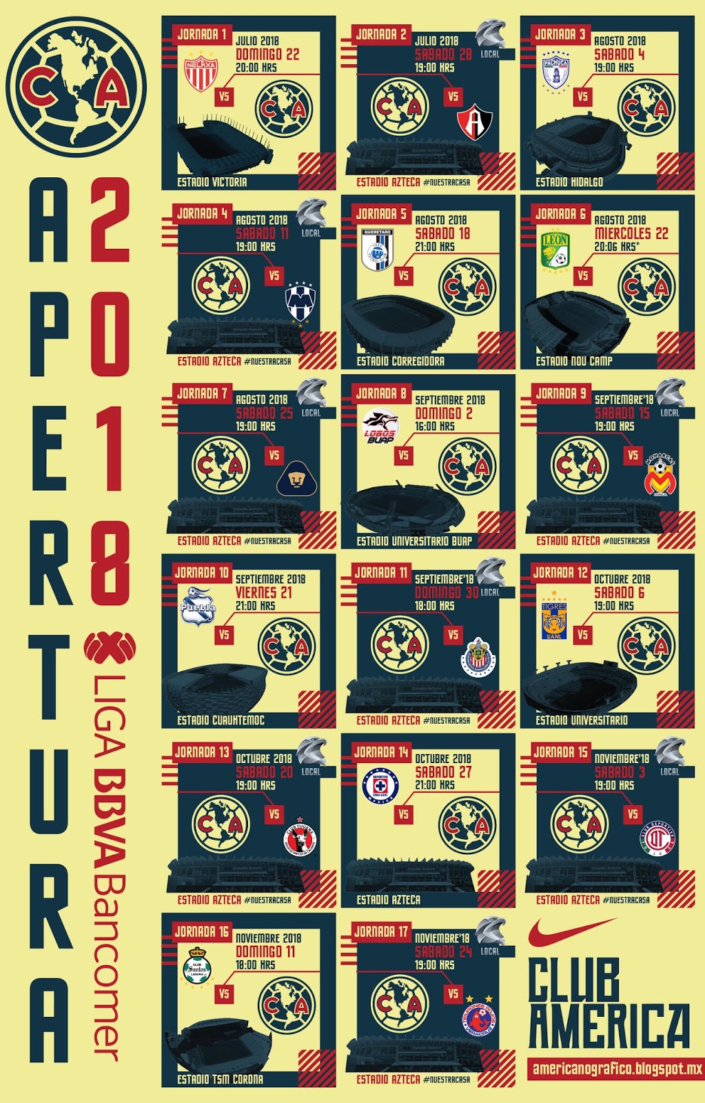 AMERICAnografico Club Am rica Calendario Apertura 2018 LigaMX americanografico-club-am-rica-calendario-apertura-2018-ligamx