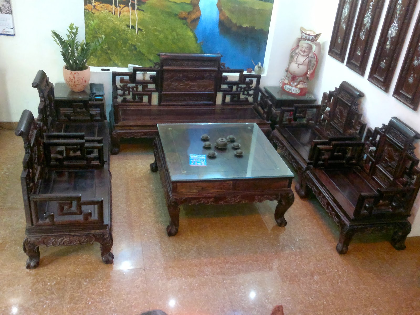 Bộ bàn ghế trắc 8 món Bộ bàn ghế trắc 8 món