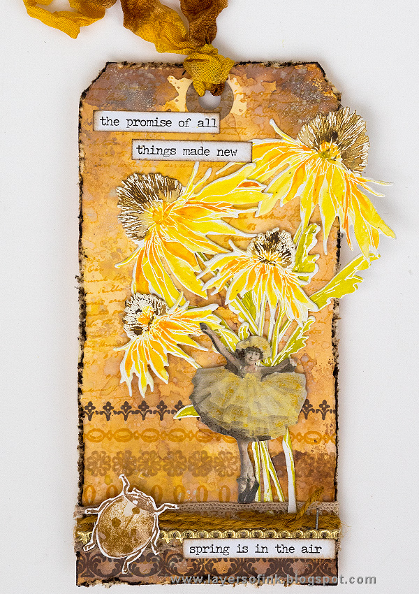 Layers of ink - All Things Made New Spring Tag Tutorial by Anna-Karin Evaldsson with stamps by Tim Holtz