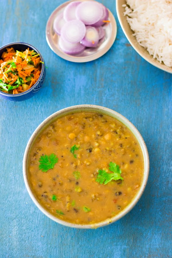 How to make vegan Panchmel Dal or mixed lentil soup at www.oneteaspoonoflife.com