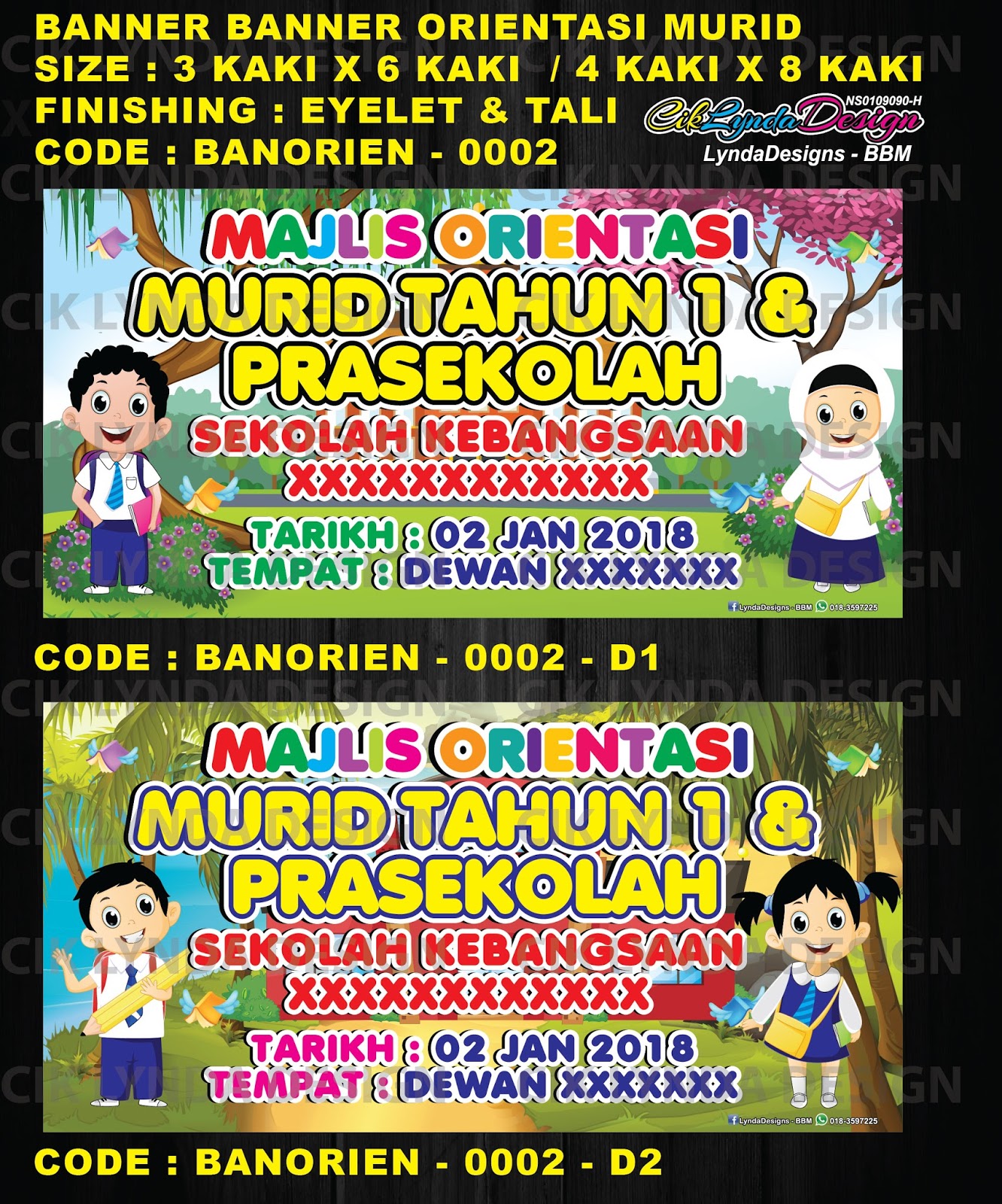 CIKLYNDA DESIGN BBM - BANNER & BUNTING SEKOLAH: BANNER MAJLIS ORIENTASI