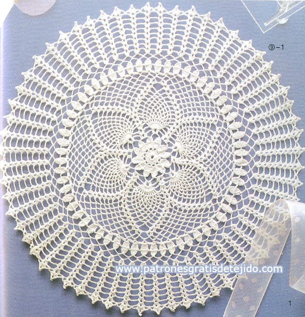 patron de carpeta tejida al crochet en forma circular