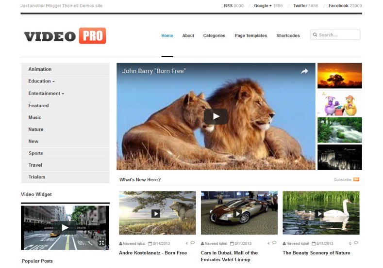 videopro blogger template videos templates