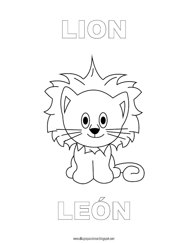 Dibujos Inglés - Español con L: León - Lion