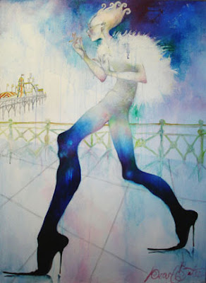 Mujer en tacones Pintura con colores pastel