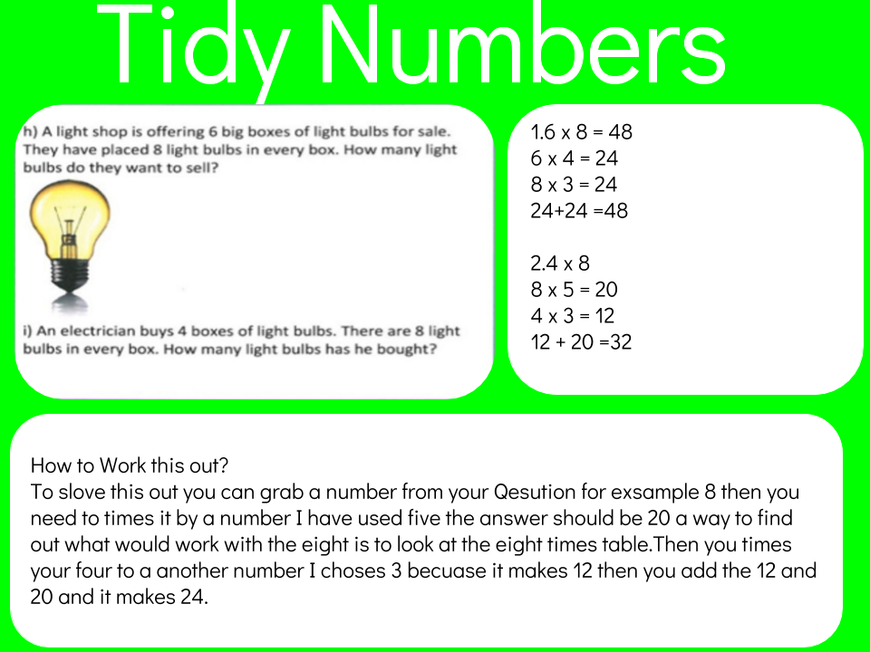 Angela Panmure Bridge School Tidy Numbers