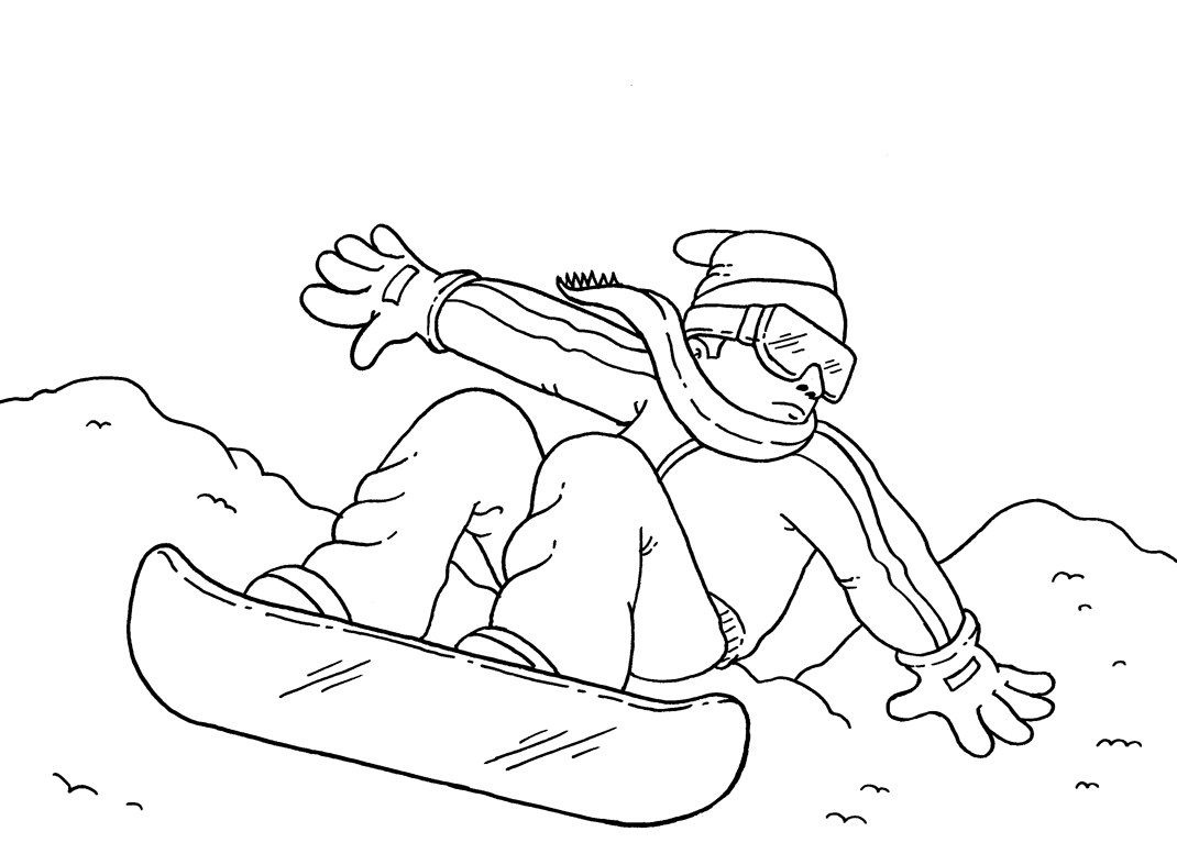 Sports Photograph Coloring Pages Kids Snowboarding