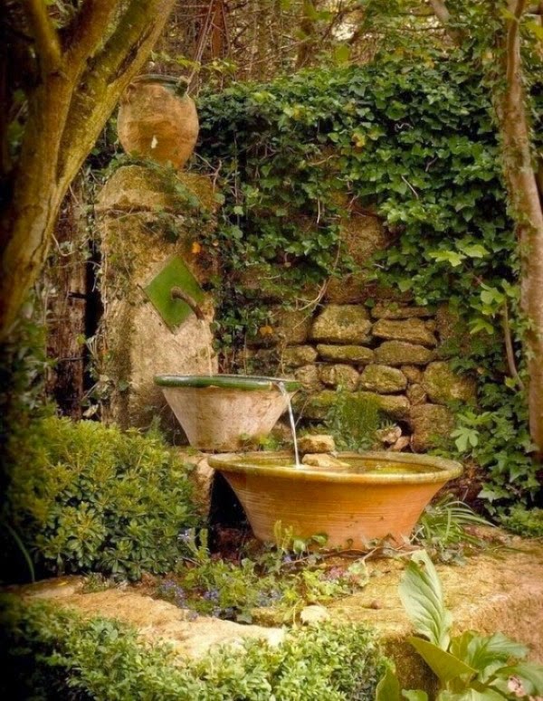 A relaxing garden and backyard waterfalls