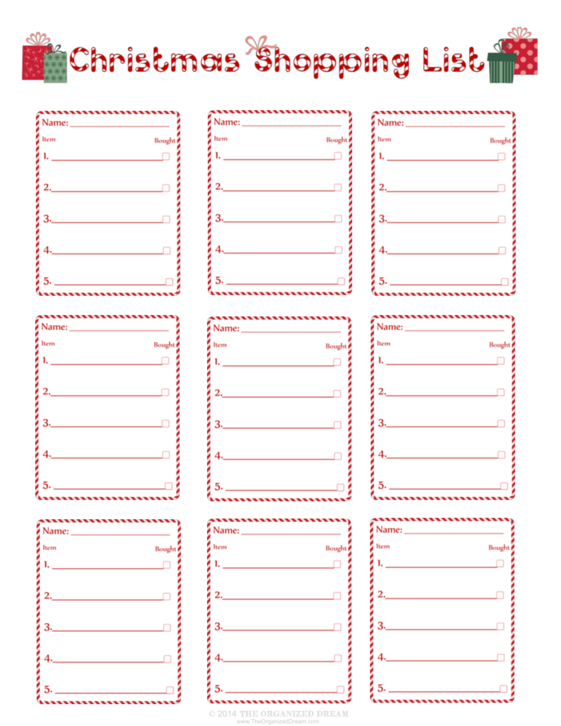 Free Christmas Shopping Printable The Organized Dream