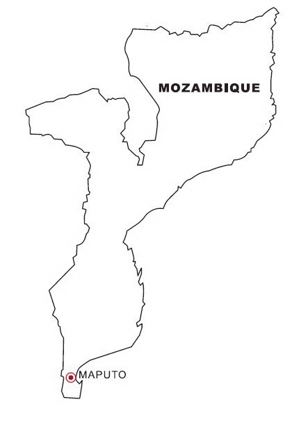 Mapa Y Bandera De Mozambique Para Dibujar Pintar Colorear Imprimir
