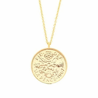 This Lucky Six Pence Necklace from Estella Bratlett has been cast from a real vintage sixpence coin and from the “Spectacular! Spectacular” collection inspired by the circus. This necklace is perfect for tapping into the simple disc necklace trend.