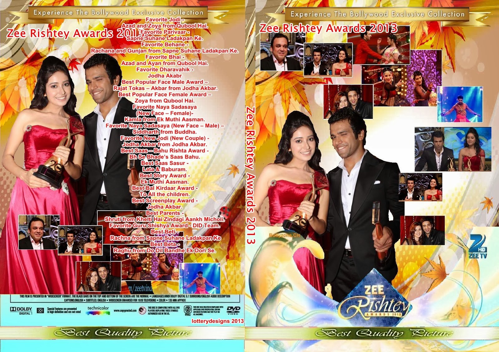 BOLLYWOOD COVERZ Zee Rishtey Awards (2013) DVD COVER