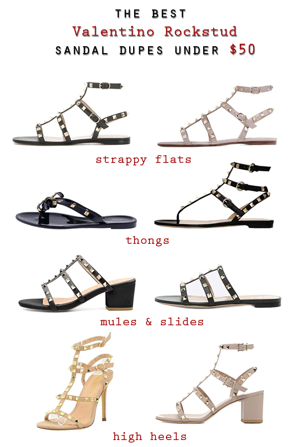 reagere kan ikke se maternal Fashion Trend Guide: The Look for Less - Valentino Rockstud Sandal Dupes