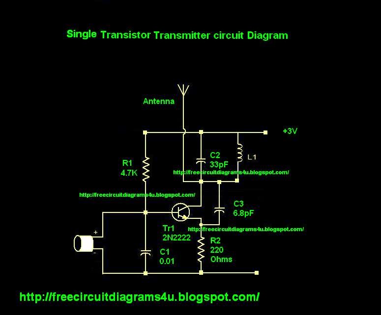 FREE CIRCUIT DIAGRAMS 4U Single Transistor Transmitter Circuit Diagram