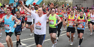 happy london marathon runners