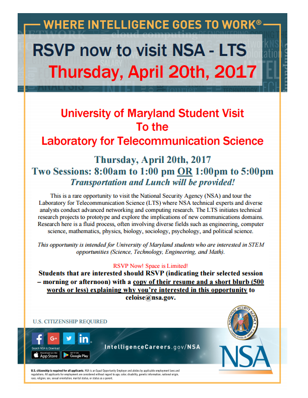 UMD GVPT ENews Register Now to Visit the NSA Laboratory for