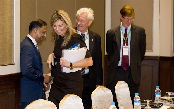 Queen Maxima of the Netherlands gave a speech with unidentified Myanmar lawmakers and educationalists after delivering a speech on the importance of access to financial services at the University of Yangon, Myanmar