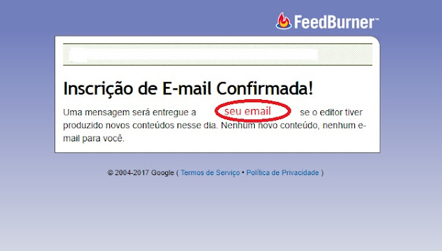 Pronto, inscrição de E-mail confirmada!