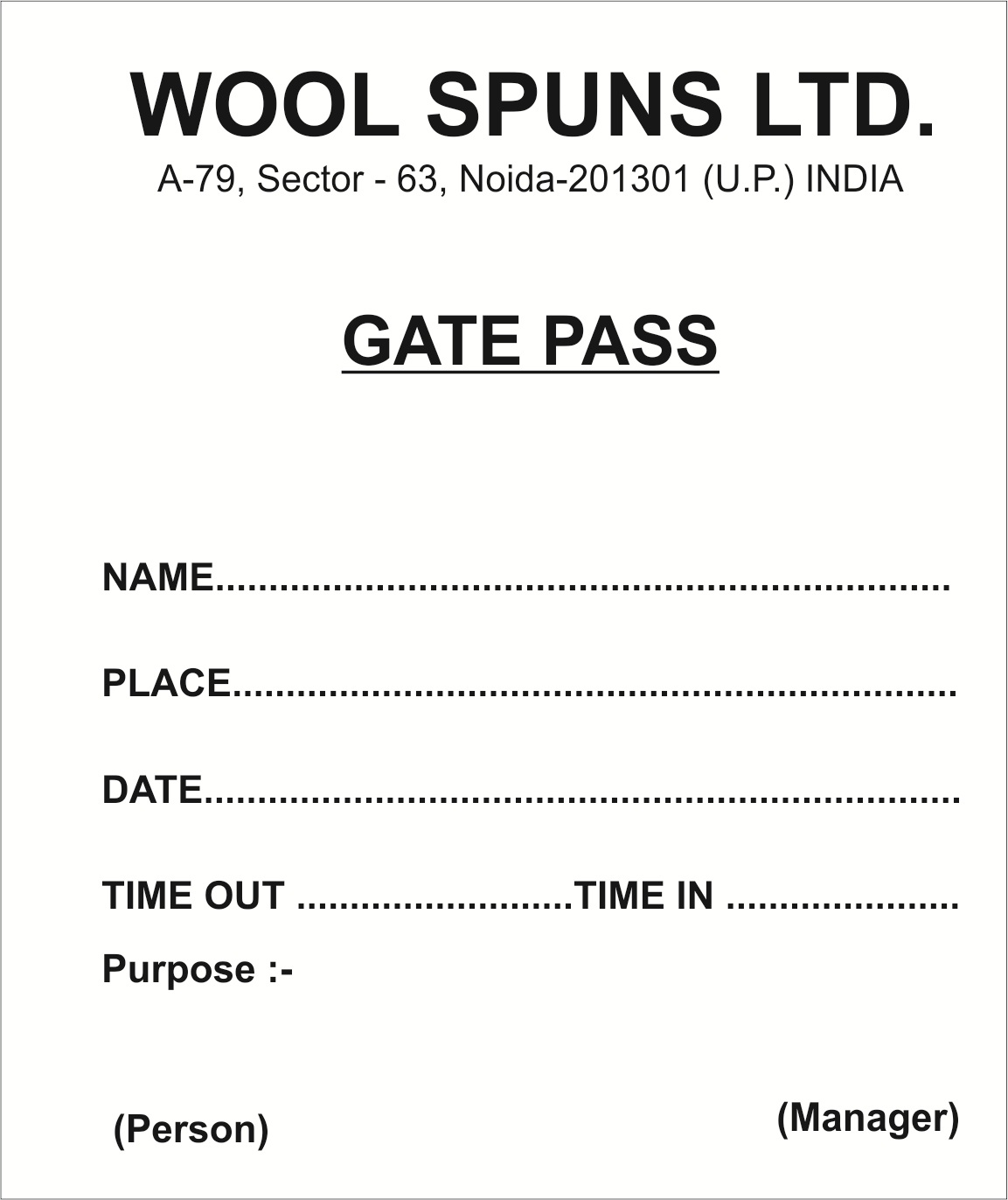 Gate Pass Format Scribd India