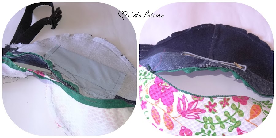 Tutorial riñonera, ponemos la cremallera de delante