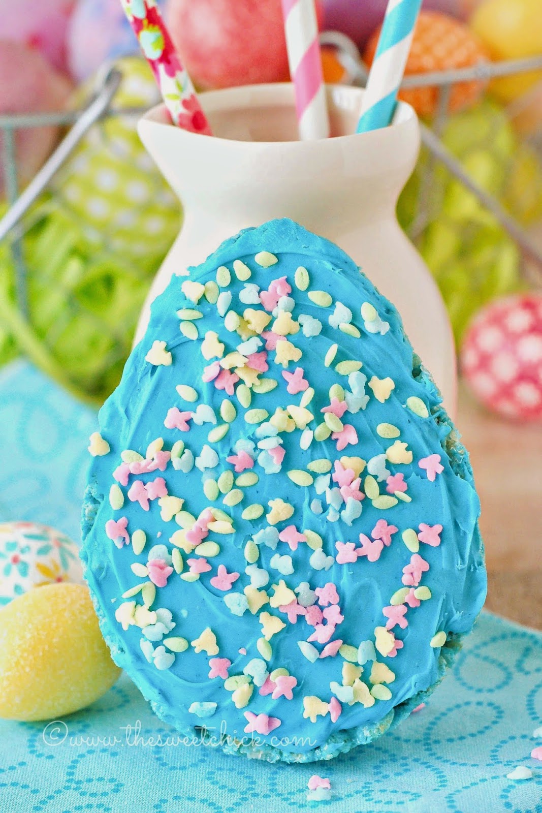 Blue Raspberry Rice Krispie Egg by The Sweet Chick