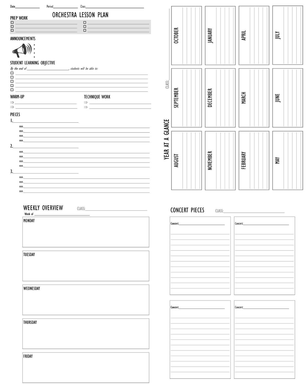 Orchestra Classroom Lesson Plan Template for Orchestra