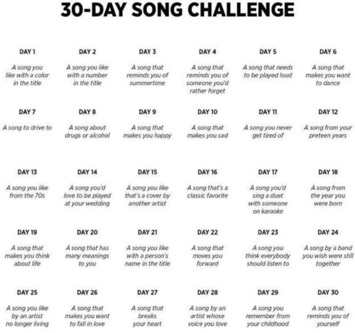 Charlie S Almost Daily Blog 30 Day Song Challenge All At Once