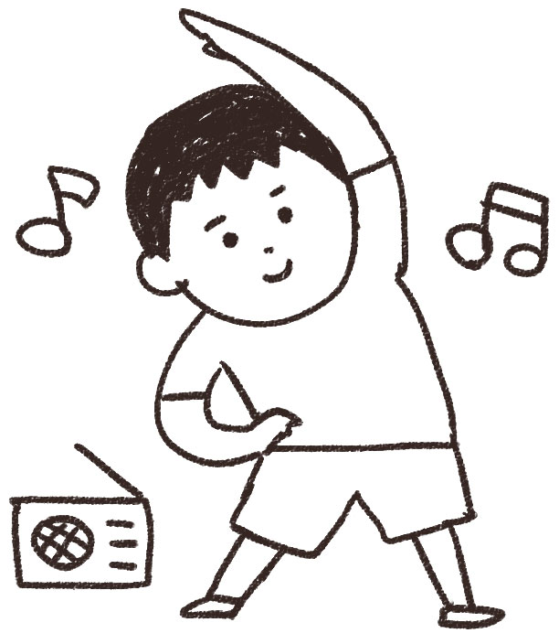 ラジオ体操のイラスト 夏休みの男の子 ゆるかわいい無料イラスト素材集