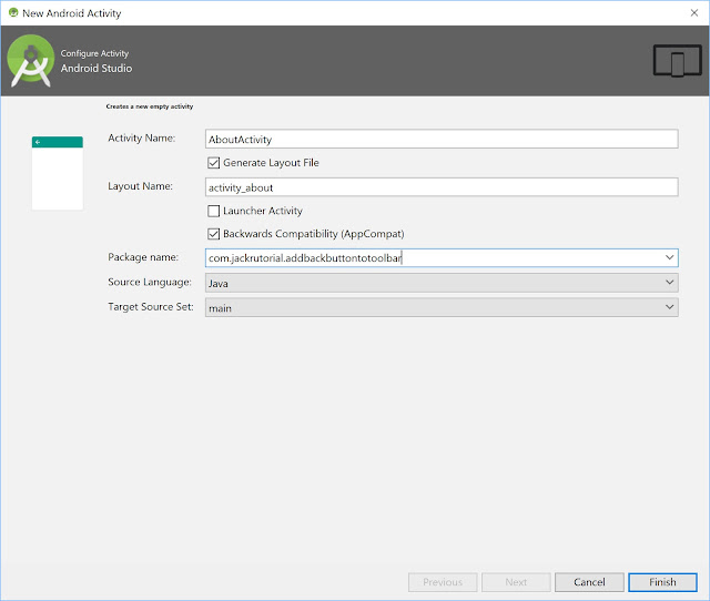 create new about activity