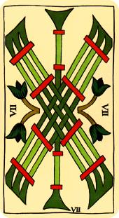 Tarot Marsella: Siete de Bastos Tarot Marsella: Siete de Bastos