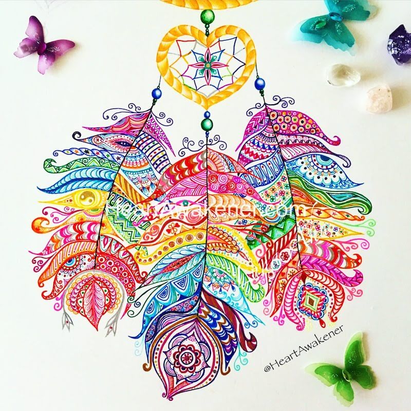 Rainbow Dreamcatcher feather by Luna Ahn
