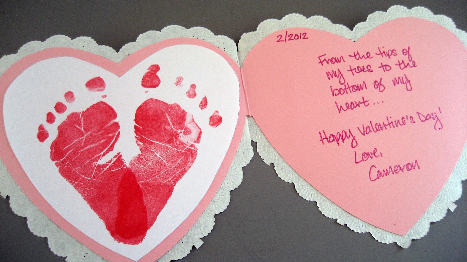 Jany Claire Baby footprints heart card perfect for Valentine's Day!