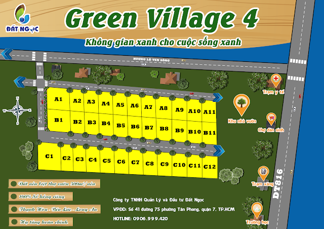 Mặt bằng dự án Green Village Bến Lức Long An