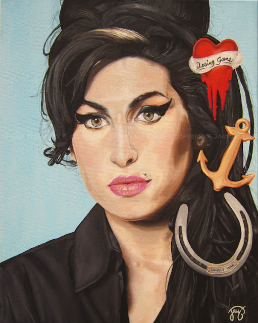Amy Winehouse Painted Portrait by Janina Brandao