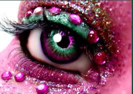 Pink Eye Makeup with Stones and Glitters