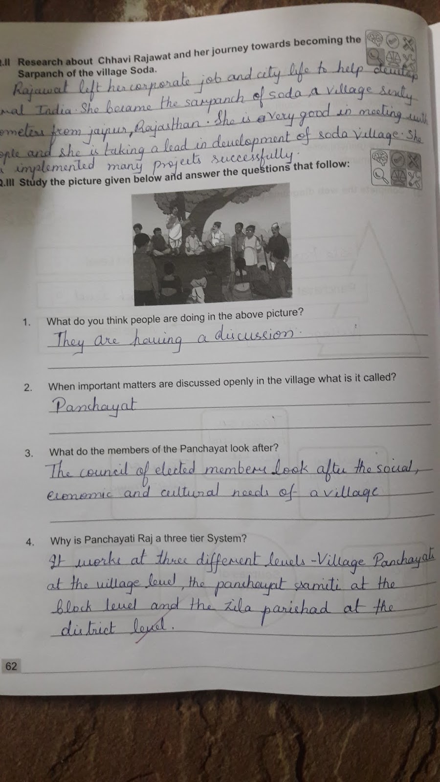 S.S. Civics Village Administration workbook exercise