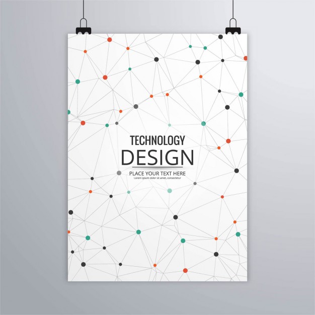 Technology brochure with dots and lines Free Vector