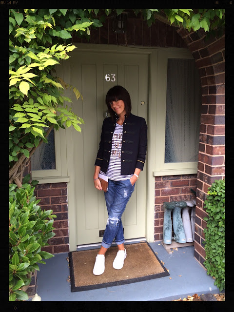 My Midlife Fashion, Sequins, Military, Boyfriend Jeans, Trainers, Distressed Denim, Mango Buttoned Jacket, Marks and Spencer, Sequins, Stripes, Zara, Breton
