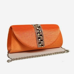 Evening Bag with rhinestones that made of satin with silver chain strap