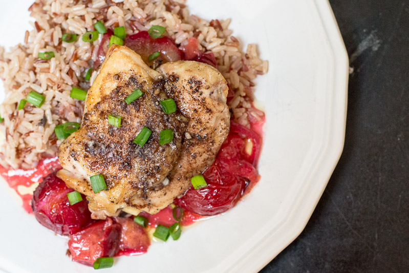 Roasted Chicken Thighs with Plums