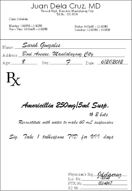 PHARMACY Sample Prescription