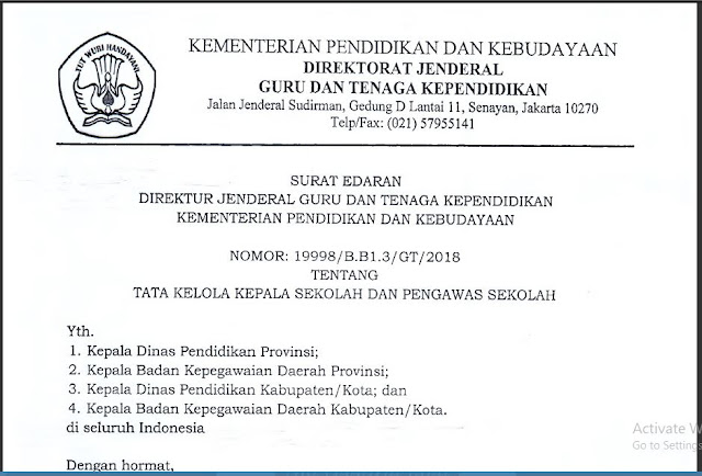Download Surat Edaran Dirjen Gtk Kemdikbud Tentang Tata Kelola Kepala Sekolah Dan Pengawas Sekolah Nomor 19998 B B1 3 Gt 2018 Bingkaiguru