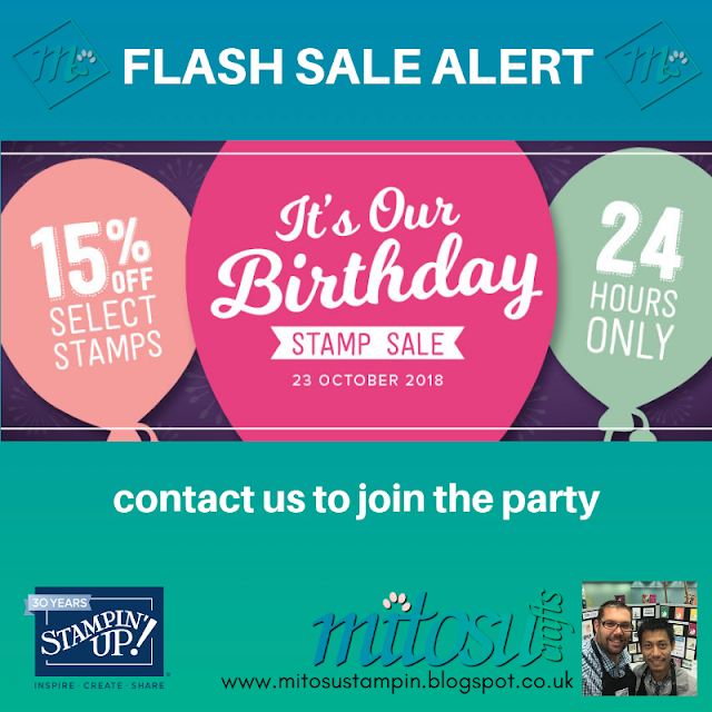 Stampin' Up! FLASH SALE online promotion. 15% OFF Selected Stamp Sets from Mitosu Crafts UK online shop Stampin' Up! FLASH SALE online promotion. 15% OFF Selected Stamp Sets from Mitosu Crafts UK online shop
