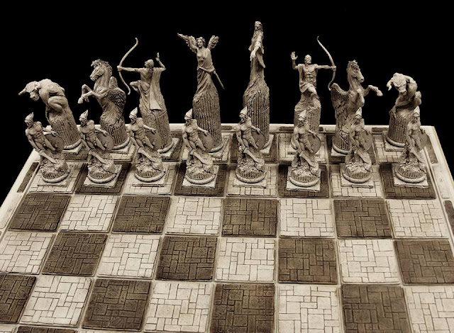 Made to Order Chess Set Fantasy Warlord Design in an Aged 