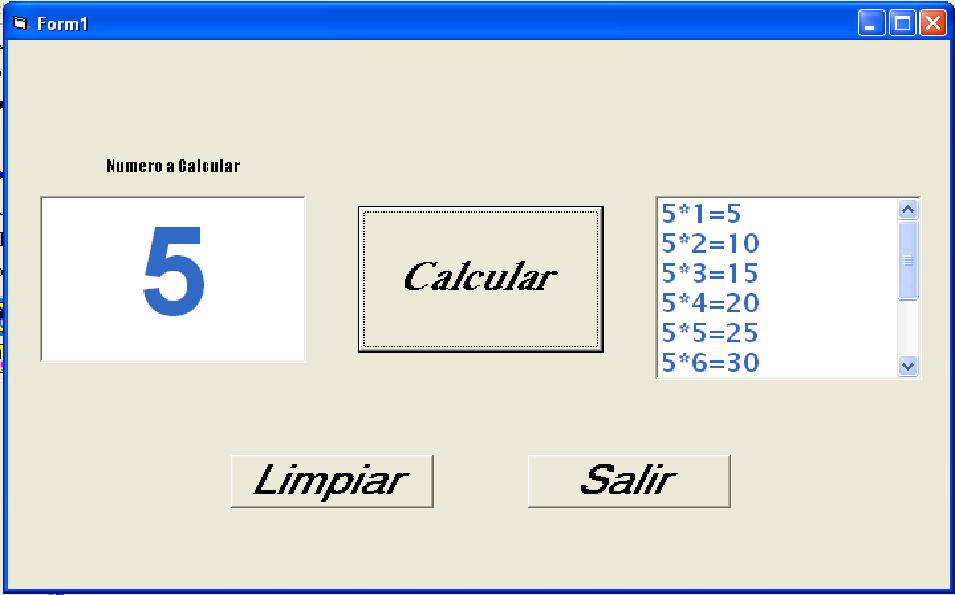 Ejemplos de Visual Basic Tabla de Multiplicar