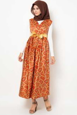 Batik casual hijab kombinasi long dress Batik casual hijab kombinasi long dress
